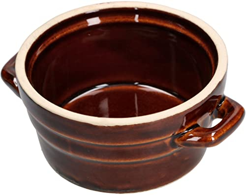 KOTARBAU® Olla de gres, Diámetro: 11 cm, Marrón, Olla de barro, Cazuela de cerámica con asas, Recipiente de cocina, Apto para horno, microondas y lavavajillas