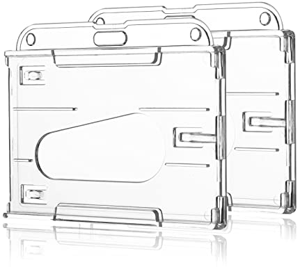 Cobee Ausweishalter aus Hartplastik, 2 Stück Durchsichtige Ausweishalter Kreditkartenschutz Daumenschlitz Transparent Card Case für Büro Schulausweise Kreditkarten Führerscheine und Pässe