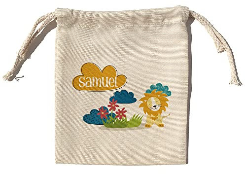 LolaPix Frühstückstasche für Kinder, personalisierbar, Lunchtasche für Kinder, personalisierbar, Geschenk mit Namen, Lunchtasche für Kinder, verschiedene Designs und Größen, Löwe für Kinder