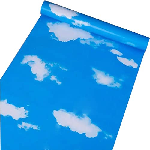 TAOGIFT Papier peint en vinyle à décoller et à coller - Motif nuages de ciel bleu - 45 x 290 cm
