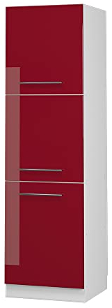 Vicco Herdumbauschrank Fame-Line, Herdschrank, Bordeaux Hochglanz/Weiß, 60 cm