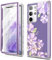 SURITCH Custodia per Samsung Galaxy S23 Ultra, protezione dello schermo integrata, protezione a doppio strato, protezione completa antiurto e robusta custodia per Samsung S23 Ultra Viola Cosmos
