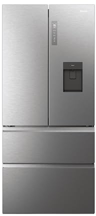 Haier FD 83 Series 7 HFW7819EWMP - Frigorífico Puerta Francesa, Cajones Direct Access, WIFI, Motor Inverter, My Zone Plus, Humidity Zone, Total No Frost, Ancho 83cm, Capacidad XXL 539L, Luz LED, Inox