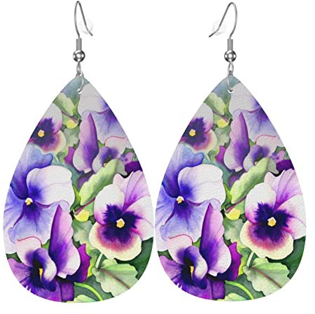 Stiefmütterchen Perfektion Ohrringe für Frauen Leder Ohrring Ohrring für Frauen Trendy Wassertropfen Ohrringe 2 Stück Set, Einheitsgröße, Leder, Kein Edelstein