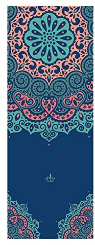 Serviette pour Yoga, 185 x 64 cm, Yoga Chaud, antidérapant, Motif imprimé, séchage, pour Bikram, Pilates, Gym, Pique-Nique en Plein air, Lotus (avec Sac Transport)