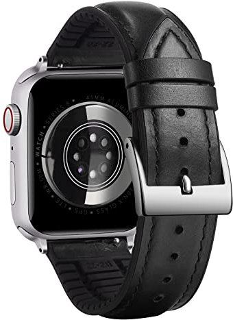 BINLUN Correa de Cuero Compatible con Apple Watch 49mm 46mm 45mm 44mm 42mm 41mm 40mm 38mm Correa de Silicona y Cera de Aceite Cuero Híbrido Apto para iWatch Ultra SE SE2 Series 10/9/8/7/6/5/4/3/2/1