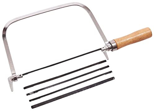 Verstellbare Schmucksäge, 300 mm Metall-Bundsäge, Mehrzweck-Schneidwerkzeug, U-förmiger Sägerahmen, feine Säge, professionelle Handsäge, 4 Stück Spiralsägeblätter für Schmuckhandwerk