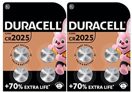 8X Duracell CR 2025 Con Litio (2 Blister Da 4 Batterie) 8 Pile