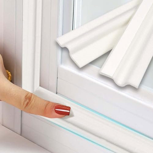 Cuysfead 314Inch/8m Window Draft Excluder Self-Adhesive Insulation Seal Strip,Window Draught Excluder Foam Tape for Soundproof,Door Draft Stopper Blocker,Weather Stripping for Door Frame(White)