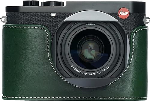 Zakao Q3 Kameratasche, handgefertigt, echtes Leder, halbe Kameratasche für Leica Q3, untere Öffnung mit Handschlaufe, grün, Beauty Case