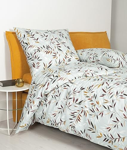 Janine Bettwäsche 155x220cm + 80x80cm Davos - weicher Bettbezug aus Feinbiber - mit Reißverschluss - 100% Baumwolle - Öko-Tex - rubinwein opalgrau