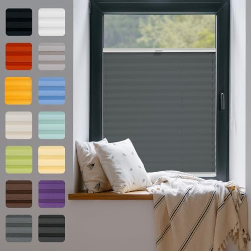 Estor plisado para ventana sin taladrar para pegar marco interior, estor térmico para interiores, persiana, soportes en marco, estor plegable, protección visual, opaco, para ventanas y puertas,