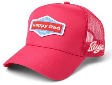 Happy Dad Trucker-Mütze, trendige Herren-Hüte mit atmungsaktiver Netzrückseite, Schnappverschluss, Geburtstagsgeschenke, Snapback-Kappe, Suga Sean Pink, Einheitsgröße