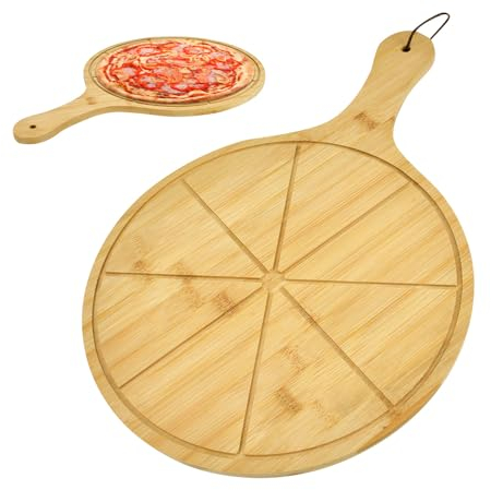 LPAMABA Planche à Découper Bois Pizza 28.5cm, Plateau à Pizza Ronde en Bois, Assiette à Pizza, Planche à Pizza en Bois 28.5cm, Plaque à Pizza Ronde 28.5cm pour Pizzeria
