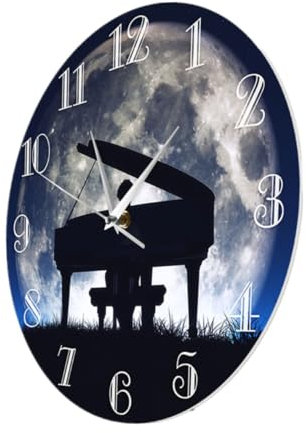 LIFKOME Retro Acryl Wanduhr 30cm Mit Piano Motiv Musikdekor Für Wohnzimmer Hängende Uhr Ohne Batterie