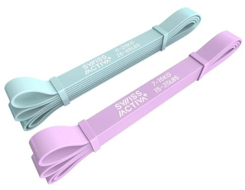 Swiss Activa+ Widerstandsbänder - Gymnastikband Set für Damen - Klimmzug bänder für Training und Pilates, Fitnessband für Physiotherapie und Krafttraining - Gummiband Sport - Workout Resistance Bands