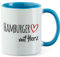 huuraa Tasse Hamburger mit Herz Präsent Becher Blau 330ml Hamburger Geschenkidee