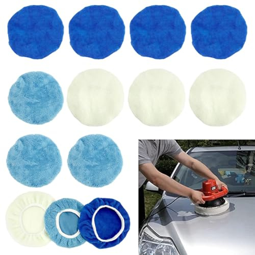 Aililong 10-teiliges Polierhauben-Set 180-200mm für Auto, Motorrad - Wiederverwendbare Polierhauben mit Wolle, Mikrofaser und Korallenvlies für einfaches Polieren und Reinigen