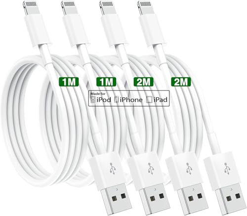 4 Pack iPhone Charger Cables Apple Original 1/2M, Apple MFi Certified Apple Charging Cables,Apple Lightning to USB Cord Fast Charging for iPhone 14 13 12/11/11Pro/11Max/ X/XS/XR/XS Max/8/7