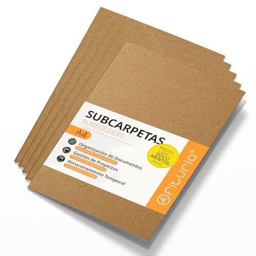 Schnellhefter Pappe A4, Mappen für Dokumente 240g, Klassifizierungsmappe für Unterlagen, Packung mit 50 Stabilen Schnellheftern in Verschiedenen Farben und Archivierung - Ofituria (Zweifarbiger Kraft)
