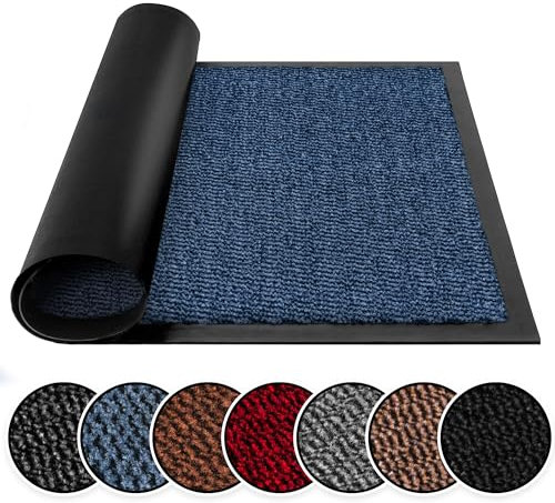 BLADO Washable Door Mats Indoor & Outdoor - Non-Slippery Heavy Duty - Stylish & Large Rubber - Perfect Dust Grabbing Doormats (Blue, 45cm x 75cm)