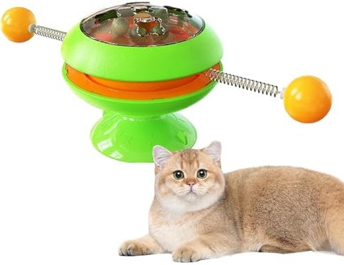 Eoixuqba Catnip Spinner - Cat Toys for Indoor Cats With Suction Cup | Toothbrush, Teething and Interactive Features, Funny Windmill Spinner for Kitten