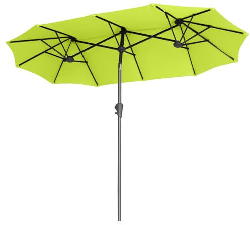 Sekey 160 × 300 cm Doppelsonnenschirm mit kurbel & Neigungsfunktion| Groß Sonnenschirm Marktschirm für Terrasse,Balkon & Garten, Windfest Stabil UPF 50+