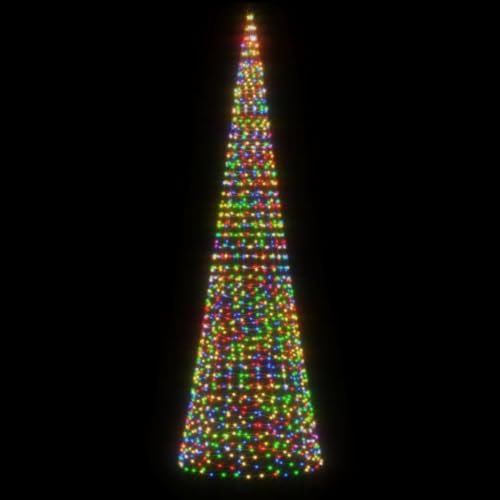 Tidyard LED Weihnachtsbaum für Fahnenmast Tannenbaum Lichterbaum Weihnachtsdeko Beleuchtung Außen Beleuchtet Lichterkette 1534 LEDs Mehrfarbig 500 cm