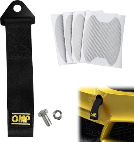 Abschleppseil für Rennwagen Auto Abschleppschlaufe Nylon Anhänger Abschleppseile Abschleppschlaufe Universal Zugseil Rennwagen Racing Auto Anhänger Seil mit Auto Türgriff Lackschutzfolie (Schwarz)