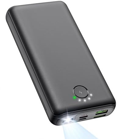 Batterie Externe 27000mAh 22,5W Power Bank PD 20W USB C Charge Rapide avec Lampe de Poche, Chargeur Portable Compatible avec Les Téléphones Portables