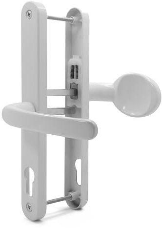 TSS UPVC Door Handles Set - Lever Moveable Pad - 70mm / 92mm PZ (Centres) - 215mm Screw to Screw - Backplate 247mm X 32mm - Replacement UPVC Door Handles - PVC Door Handle (White)