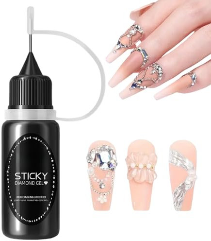 Nail Rhinestone Glue Gel,Glue for Gemstones,Solid Nail Glue Gel,Super Adhesive Nail Gem Glue,Nail Art Glue Adhesive Gel for Nail Glitter,Long Lasting UV Glue for Nails,Strong Nail Glue for False Nails