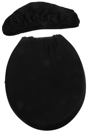 TOPBATHY Black Solid Cloth Toilet Seat Cover Toilet Tank Lid Decor Pad Washable Protective Cover