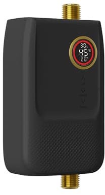 MINRS Durchlauferhitzer 5500W 220V Untertischspeicher Druckfest | Mini Elektronischer Warmwasserbereiter mit Ablesbarer Led-Temperaturanzeige und Fernbedienung zur Untertischmontage [Energieklasse A]