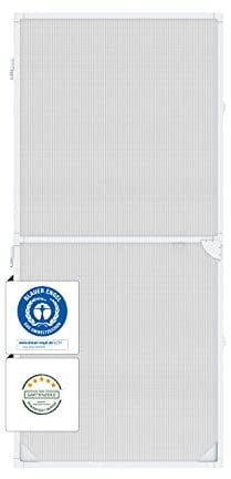 Nematek Fliegengitter Tür Light - Fliegengitter Tür mit Rahmen in weiß - schmale Fliegengittertür inkl. selbstklebender Bürstendichtung- Insektenschutz Balkontür Bausatz für max. 100 x 215