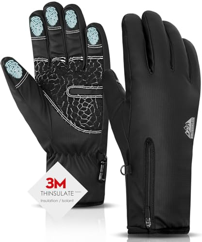 Bruvoalon Y322 Winterhandschuhe für Herren & Damen, -34.4 °C Wasserdichter Touchscreen 5-lagige Thermo-isolierte Schneehandschuhe, Winddichte Anti-Rutsch-Skihandschuhe für Radfahren, Wandern, Fahren