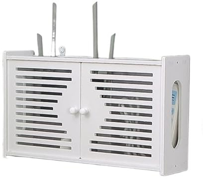 XYUERU Wall Hanging WiFi Router Shelf, TV Set-Top Storage Box, Wall Storage Shelf, Wire Storage Box, Decorative WiFi Hider, Wire Storage Box Shutter