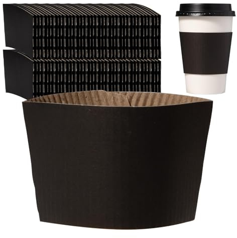 FMP Brands 100 Pack Coffee Sleeves for 8 oz Coffee Cups, Disposable Hot Cup Sleeves, Black Coffee Cup Sleeves Bulk for Hot Drinks, Beverage Insulator and Hand Protection for Hot & Cold Drinks