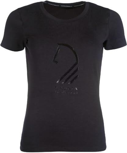 HKM Damen Livigno Horse Head T-Shirt, Schwarz, L