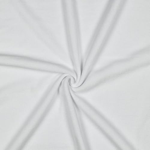 Stretchfrottee Meterware – Sommerfrottee aus 80 % Baumwolle, 20 % Polyester – 150 cm breit – Öko-Tex Standard 100 – ab 50 cm – ideal für Strandkleider, Shirts & Hosen (weiß)