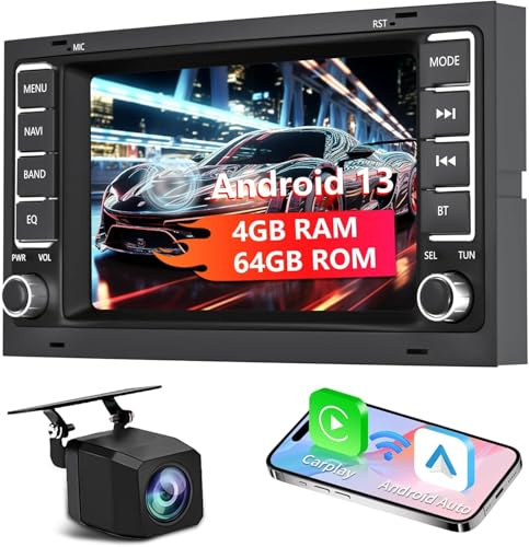 Autoradio für VW Touareg 2004-2011,für T5 Multivan 2004-2009 mit Wireless Carplay&Android Auto, 7 Zoll Autoradio mit WiFi/GPS Navigation/Rückfahrkamera/SWC 4G+64G