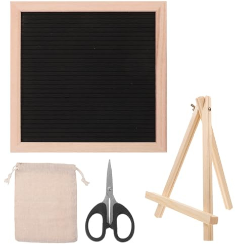 FONDOTIN Filz letterboard mit Holzrahmen und Ständer Quadratische Buchstabentafel für Nachrichten Memo Dekoration Vielseitig Einsetzbar für Zuhause Büro und Veranstaltungen