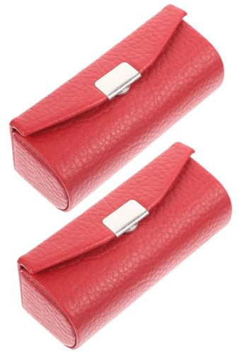 HEMOTON Lippenstiftetuis mit Leichtem Modischem Design aus Leder 2 Stück und Zartem Muster als Praktische Lippenstiftaufbewahrung für Tägliche Verwendung und Arbeit