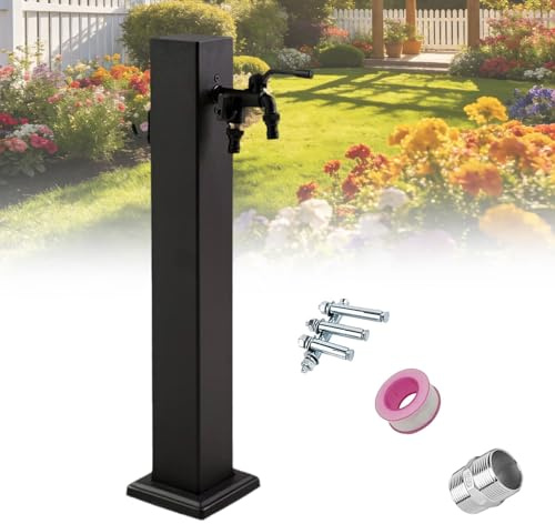 ZYJIX Columna de agua vertical de acero inoxidable 304 para jardín, a prueba de congelación, grifo de agua independiente para riego y lavado