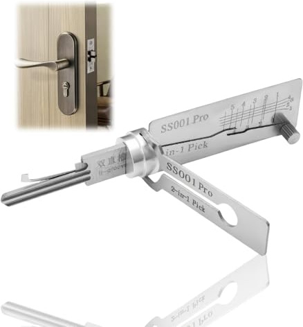 Mas/TER Key Decoder Lock Picking Tool, 2 in 1 Lock Pick & Decoder Kit with Skeleton Keys & Auto Key Extractor, Stain/Less Ste/el Locksmith Tool for Beginners, Lockpicking Training Set(SS001 Pro)