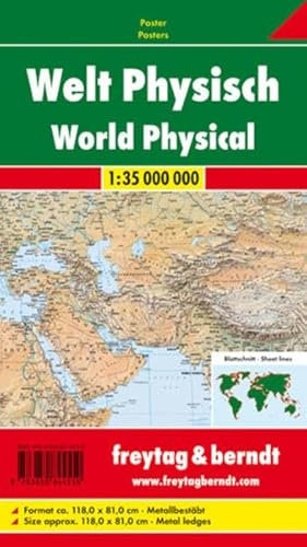 Freytag Berndt Poster, mit Metallstäben, Welt, physisch: Plano