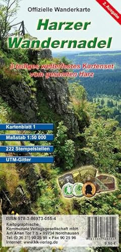 Harzer Wandernadel: 3 teiliges wetterfestes Kartenset: 3 teiliges wetterfestes Kartenset vom gesamten Harz. 222 Stempelstellen. UTM-Gitter