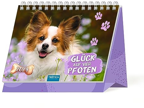 Trötsch Aufstellkalender Glück auf vier Pfoten 2024: Aufstellkalender Tischkalender
