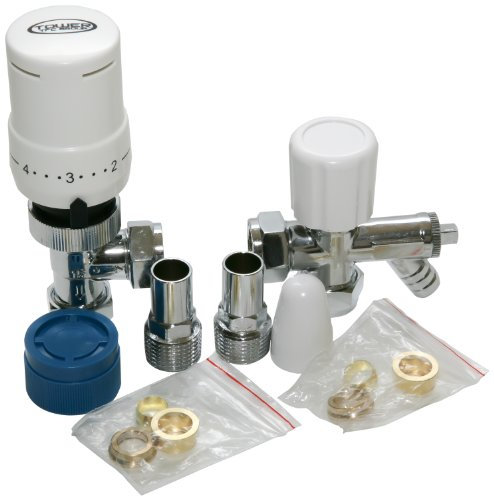 Tower Flue Components TRVPACKDO Thermostatic Radiator Valve with Drain/Off Lockshield - Chrome