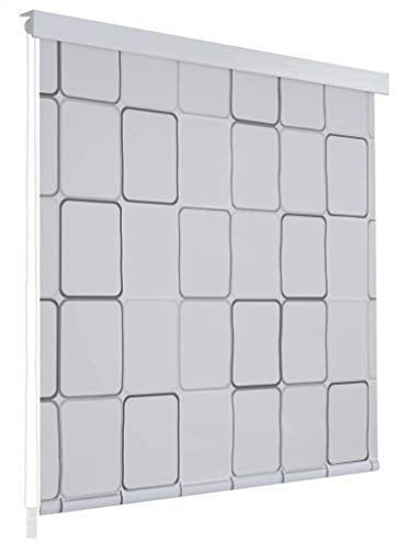 Festnight Duschrollo Eva Duschvorhang Wasserfest Schnelltrocknend Dusche Rollo Badewannenvorhang 160 x 240 cm mit Quadratmuster